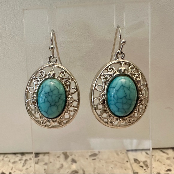 Turquoise color jewelry set (3pc) - Picture 5 of 7
